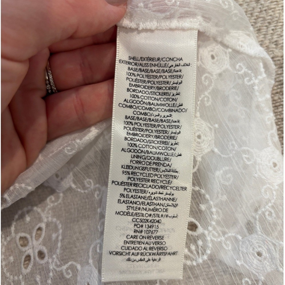 Alice + Olivia Norah White Lace Eyelet Blouse Balloon Sleeves Cottagecore Size M - Picture 8 of 9